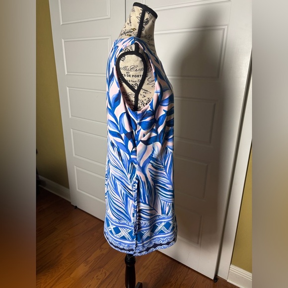 Lilly Pulitzer Donna Romper Pink Tropics Heat Wave Blue Leaf Print - Picture 2 of 7